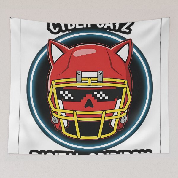 Item preview, Cyber Catz Digital Gridiron – Retro Gamer Esports Cat Football Helmet Design designed and sold by Herield.