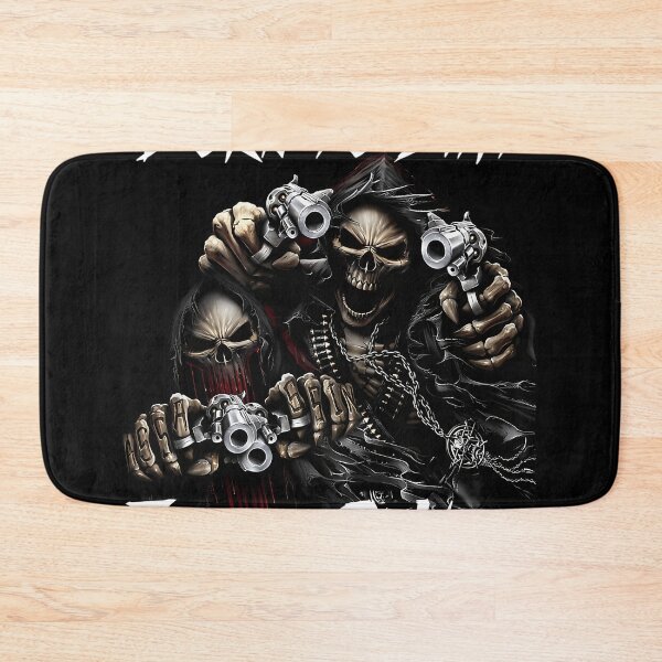 Item preview, Forced To Wipe 2 Funny Skull Badass Skeleton With Guns Meme designed and sold by SergioHolland.