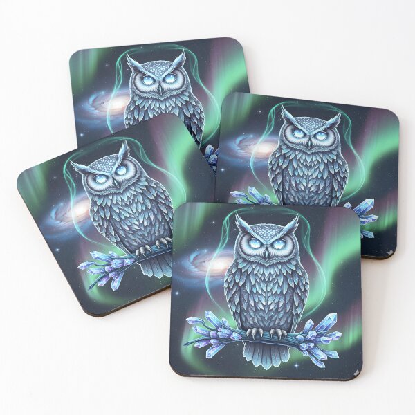 Item preview, Enchanted Cosmic Owl – Mystical Galaxy Owl Fantasy Art Print designed and sold by Stellar Whiskers.