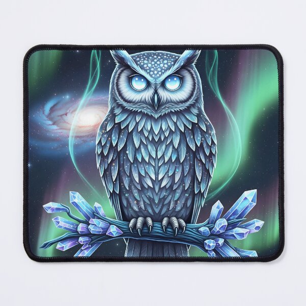 Item preview, Enchanted Cosmic Owl – Mystical Galaxy Owl Fantasy Art Print designed and sold by Stellar Whiskers.