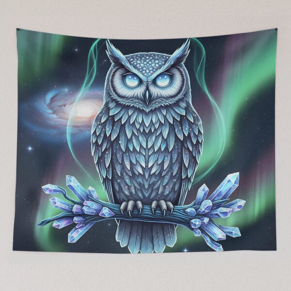 Item preview, Enchanted Cosmic Owl – Mystical Galaxy Owl Fantasy Art Print designed and sold by Stellar Whiskers.