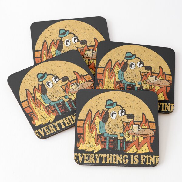 Item preview, Everything Is Fine Dog Drinking Coffee Burning Meme designed and sold by GriceldaSanchez.