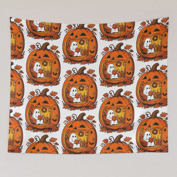 Item preview, Cozy Pumpkin Reading Ghost designed and sold by Nacho Average Designs.