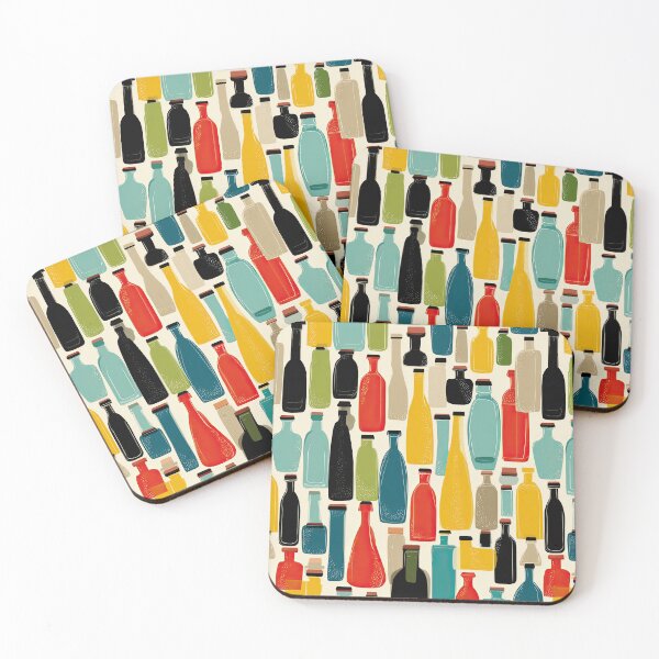 Item preview, Colorful Retro Wine Bottle Pattern – Modern All Over Design designed and sold by Kybruno's Creations.
