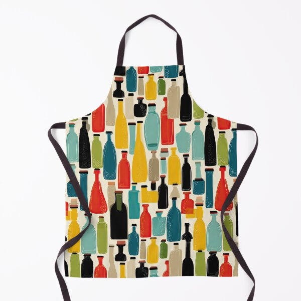 Aperçu de l'œuvre Motif de bouteille de vin rétro coloré – Design moderne sur toute la surface créée et vendue par Kybruno's Creations.