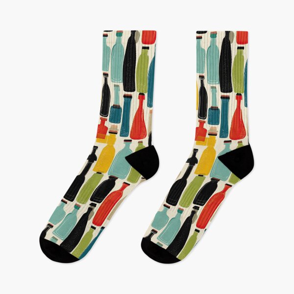 Item preview, Colorful Retro Wine Bottle Pattern – Modern All Over Design designed and sold by Kybruno's Creations.