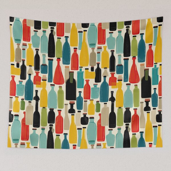 Item preview, Colorful Retro Wine Bottle Pattern – Modern All Over Design designed and sold by Kybruno's Creations.