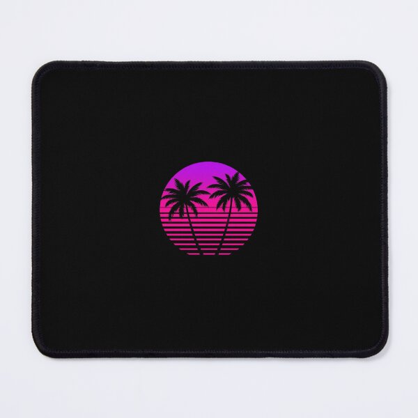 Item preview, Retro Synthwave Sunset – Neon Palm Trees and Vibrant 80s Aesthetic on Black Background designed and sold by PixelVibe782.