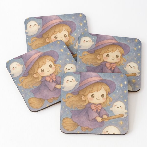 Item preview, kawaii witch, little ghosts designed and sold by Mauswohn.
