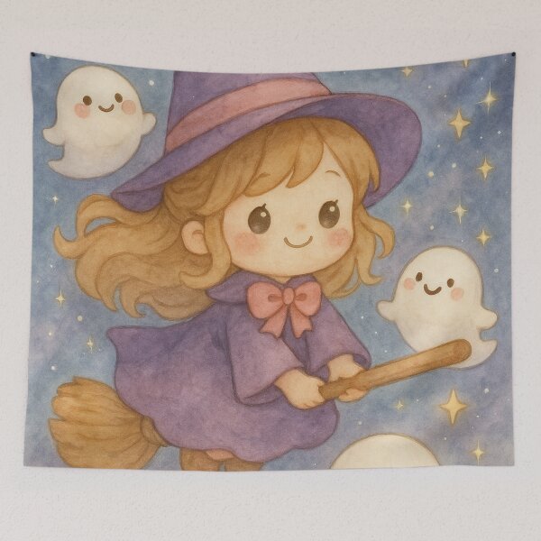 Item preview, kawaii witch, little ghosts designed and sold by Mauswohn.