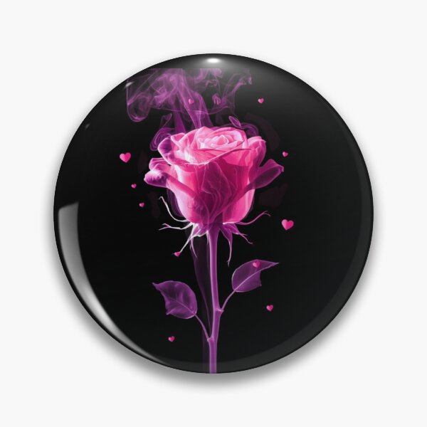 Item preview, Ethereal Pink Rose of Smoke – Glowing Vapor Flower with Floating Hearts on Black Background designed and sold by PixelVibe782.