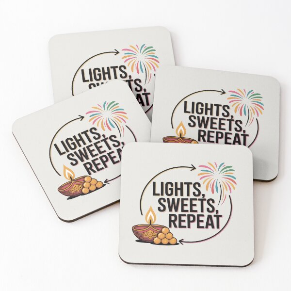 Item preview, Lights Sweets Repeat – Fun Diwali Festival Design designed and sold by Jollys-ArtShop.
