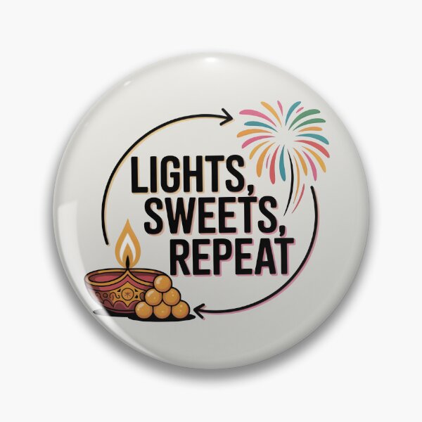 Item preview, Lights Sweets Repeat – Fun Diwali Festival Design designed and sold by Jollys-ArtShop.