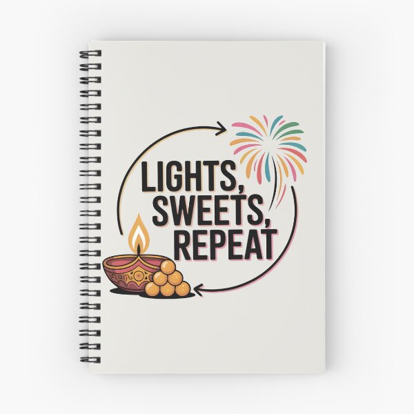 Item preview, Lights Sweets Repeat – Fun Diwali Festival Design designed and sold by Jollys-ArtShop.