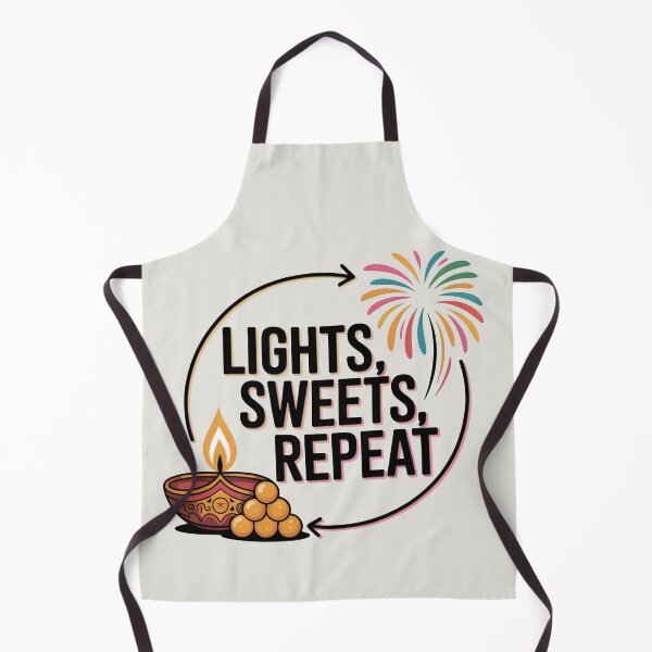 Item preview, Lights Sweets Repeat – Fun Diwali Festival Design designed and sold by Jollys-ArtShop.