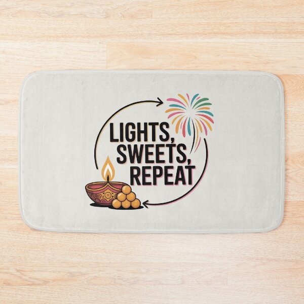 Item preview, Lights Sweets Repeat – Fun Diwali Festival Design designed and sold by Jollys-ArtShop.