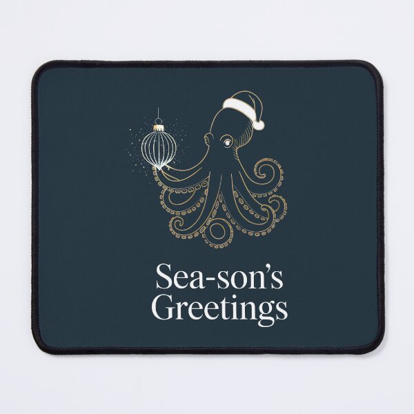 Item preview, Gold Outlined Octopus Holding Sparkling Holiday Bauble designed and sold by SplashTastic.