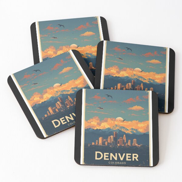 Artikelvorschau, Denver Skyline Sonnenuntergang Poster - Vintage Reisekunst von Denver, Colorado entworfen und verkauft von FestivityFinds.