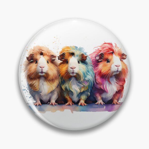 Aperçu de l'œuvre Cochons d'Inde colorés - dessin aquarelle moelleux créée et vendue par Rose Design & Photos.
