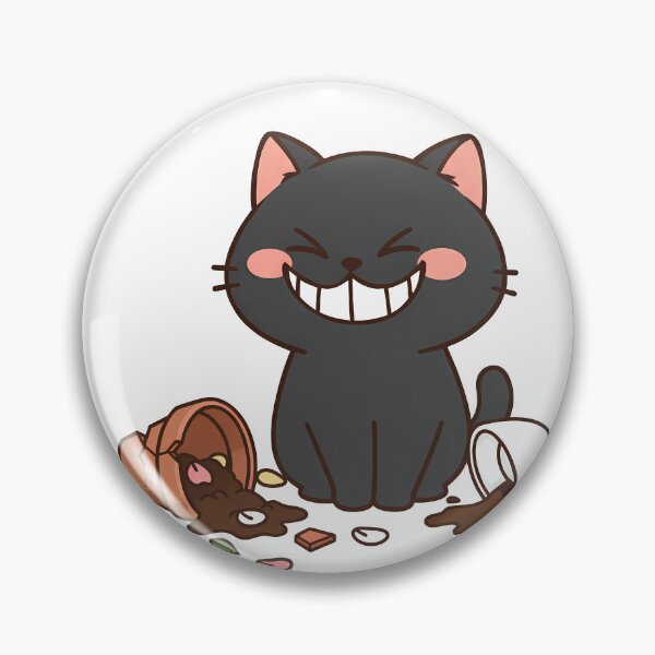 Item preview, Kawaii Black Cat Grinning at the Mess designed and sold by AtanichiStore.
