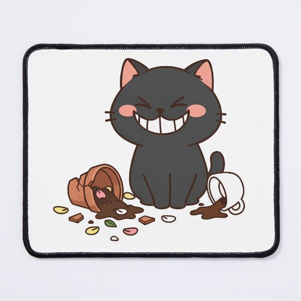 Item preview, Kawaii Black Cat Grinning at the Mess designed and sold by AtanichiStore.