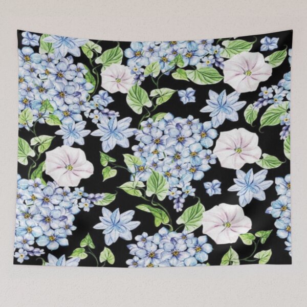 Item preview, Floral Design 253 Midnight Garden Bloom – Watercolor Floral Pattern designed and sold by Kimmi graphics.