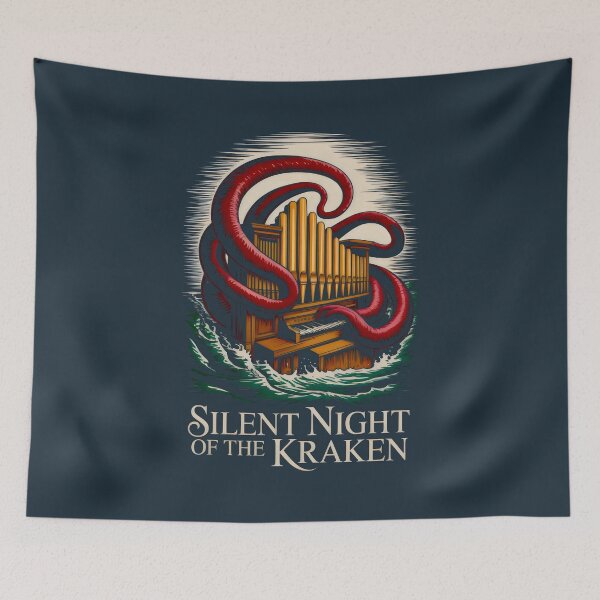 Item preview, Kraken Playing Pipe Organ in Stormy Green Waves designed and sold by SplashTastic.