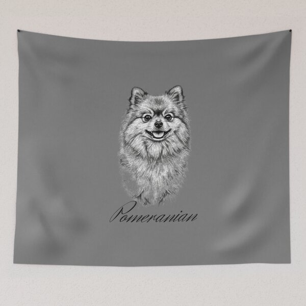 Item preview, Adorable Pomeranian Ink Drawing Art Print Gift designed and sold by FunnyPetTeesJP.