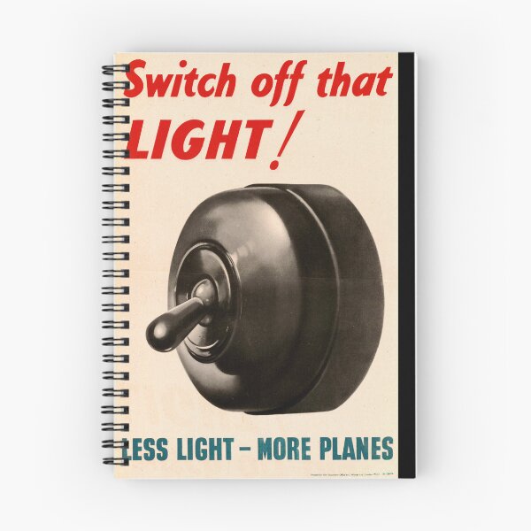 Item preview, World War II British Propaganda Poster | Switch Off That Light | Bold & Minimalist Design | Historic Home Decor designed and sold by artofuniverse.