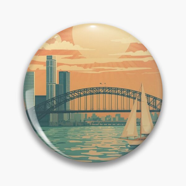 Item preview, Brisbane Australia Poster – Story Bridge, City Skyline and River Vintage Travel Art designed and sold by FestivityFinds.