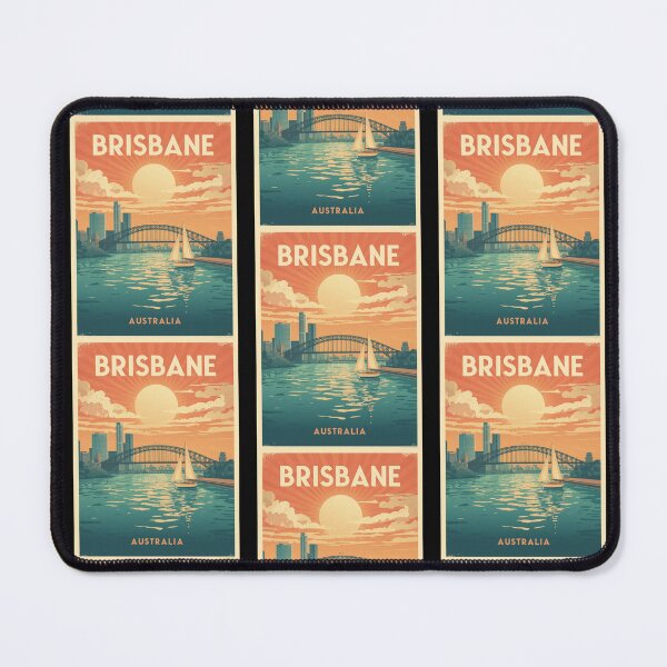 Item preview, Brisbane Australia Poster – Story Bridge, City Skyline and River Vintage Travel Art designed and sold by FestivityFinds.