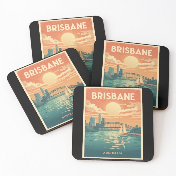 Item preview, Brisbane Australia Poster – Story Bridge, City Skyline and River Vintage Travel Art designed and sold by FestivityFinds.