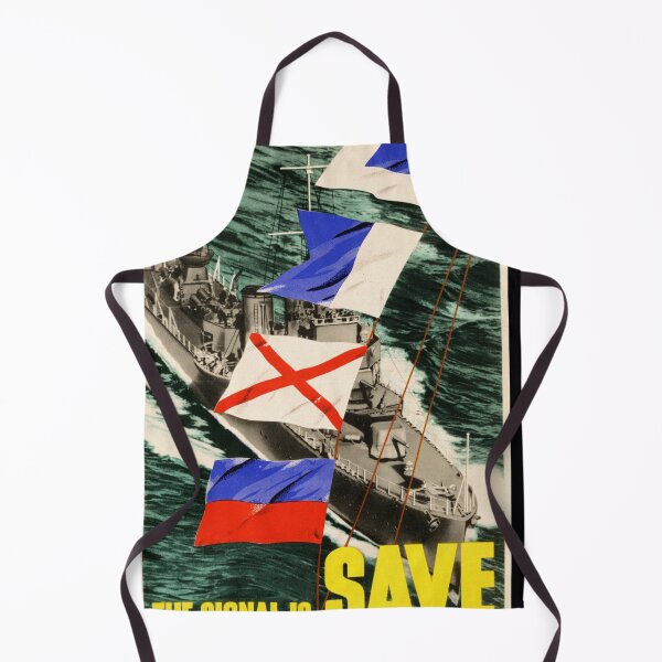 Item preview, WWII Propaganda Poster | Save Resources & Support the War Effort | British Naval Ship with Signal Flags | Vintage Art Print designed and sold by artofuniverse.