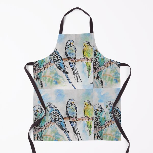 Item preview, Cute Budgies Budgerigars Sitting on A Branch Watercolor Painting designed and sold by Sarah Rajkotwala.