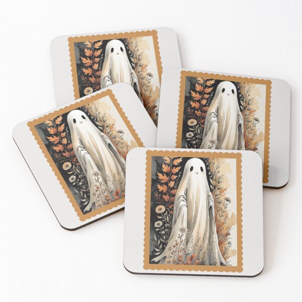 Item preview,   Botanical Ghost, Cute Autumn Floral Halloween Illustration, Cute Fall Ghost, Cute Ghost with Autumn Leaves, Cozy Halloween Fall Aesthetic Stamps Design designed and sold by KolorellaS.