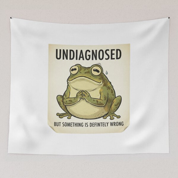 Item preview, Undiagnosed, something is not right, dark humor, frog, funnyfits70, Humor, Funny, retro, vintages, funny quotes, animal humor, designed and sold by FunnyFits70.
