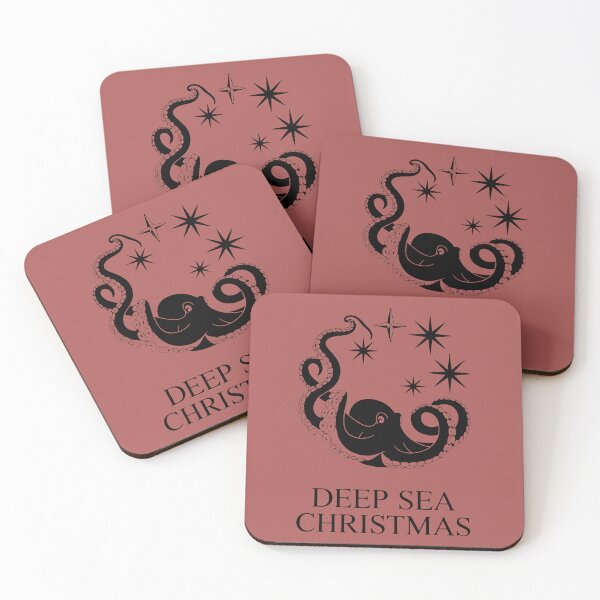 Item preview, Unique Holiday Graphic Featuring Black Octopus and Stars designed and sold by SplashTastic.
