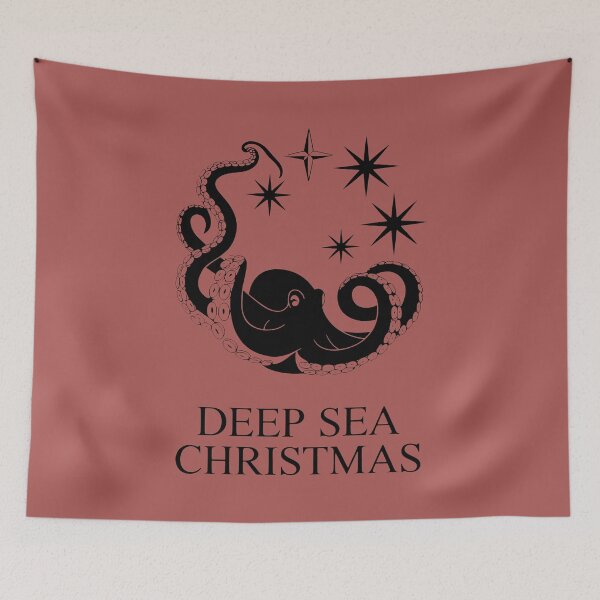 Item preview, Unique Holiday Graphic Featuring Black Octopus and Stars designed and sold by SplashTastic.