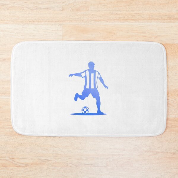 Item preview, Soccer player wearing strips jersey in a playground dribbling with football_Blue paint designed and sold by Aariq.