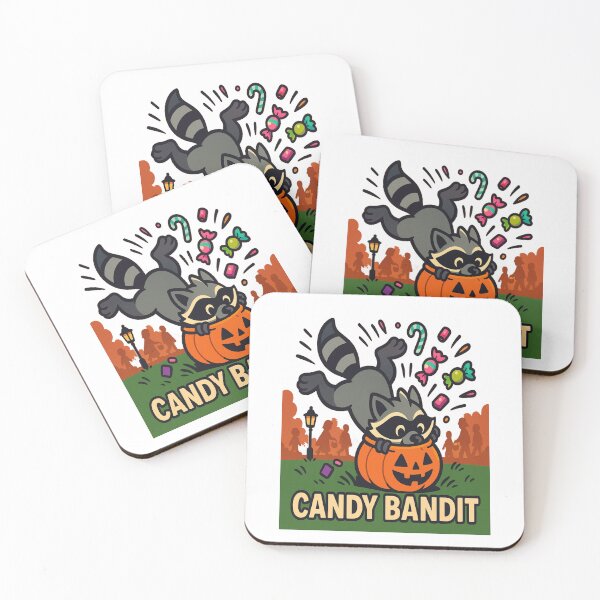 Item preview, Candy Bandit Raccoon Funny Halloween Sticker designed and sold by NitkiStudio.