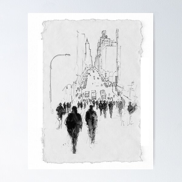 Item preview, Abstract City Life Urban Scene  designed and sold by SleekLineSketches.