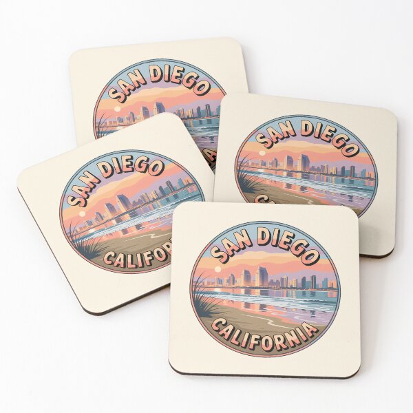 Item preview, San Diego California Retro Sunset Badge Sticker designed and sold by Horizon Tales.