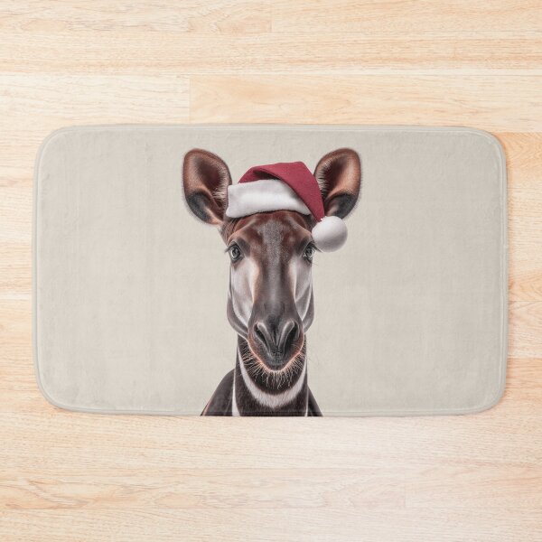 Item preview, Okapi with Christmas Hat – Festive Okapi Xmas Design designed and sold by LazyOwlStore.