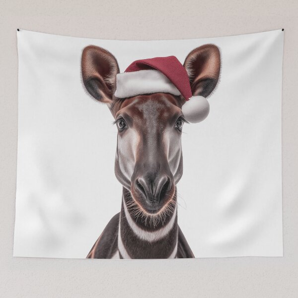 Item preview, Okapi with Christmas Hat – Festive Okapi Xmas Design designed and sold by LazyOwlStore.