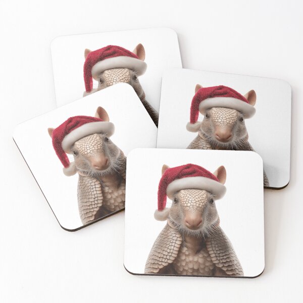 Item preview, Armadillo with Christmas Hat – Festive Armadillo Xmas Design designed and sold by LazyOwlStore.