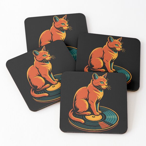 Item preview, Vinyl Record Cat Retro 70s 80s Music Art designed and sold by LuminOrb.