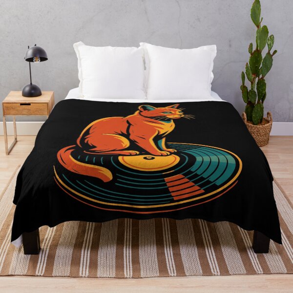 Item preview, Vinyl Record Cat Retro 70s 80s Music Art designed and sold by LuminOrb.