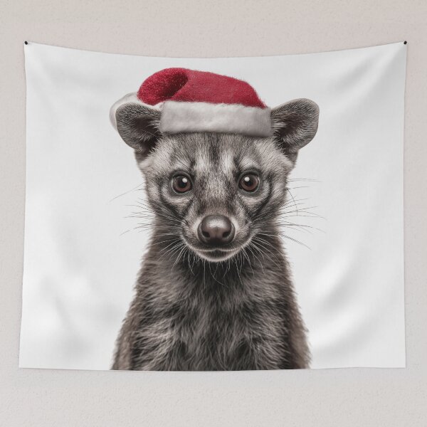 Item preview, Civet with Christmas Hat – Festive Civet Xmas Design designed and sold by LazyOwlStore.