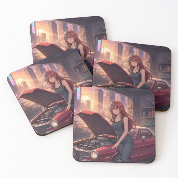 Item preview, Waifu with Cabrio Street Rod – Anime Garage Daylight Scene designed and sold by GerwantSHOP.