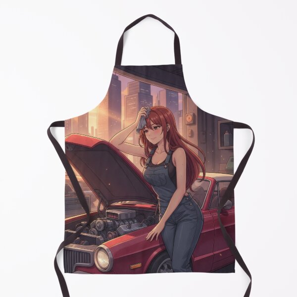 Artikelvorschau, Waifu mit Cabrio Street Rod – Anime Garage Daylight Scene entworfen und verkauft von GerwantSHOP.